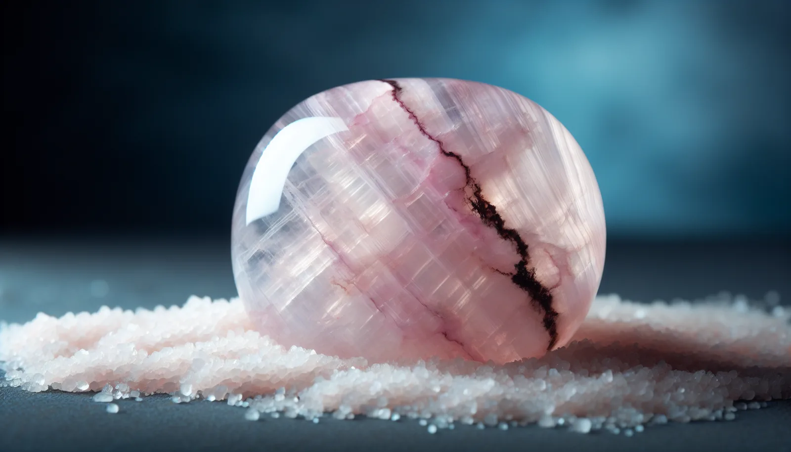 Rhodonite stone in pale pink color