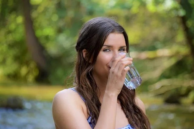 woman drinking water