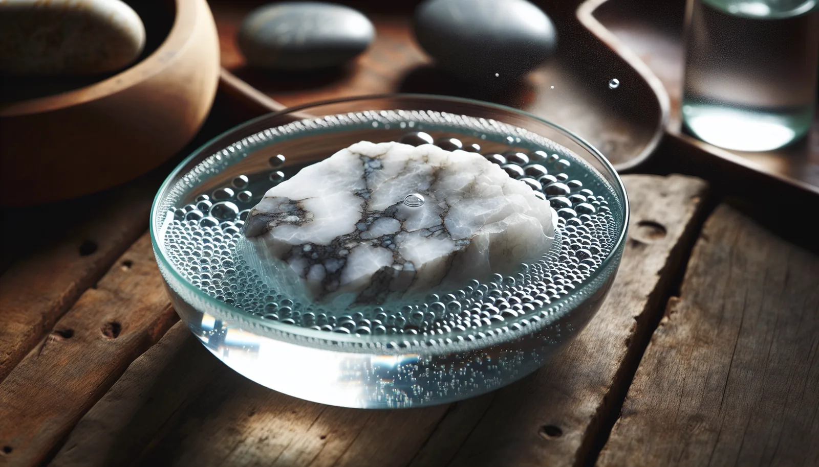 Howlite submerged in water