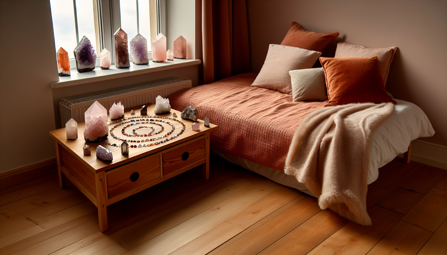 Crystal grid arrangement for serene sleep space