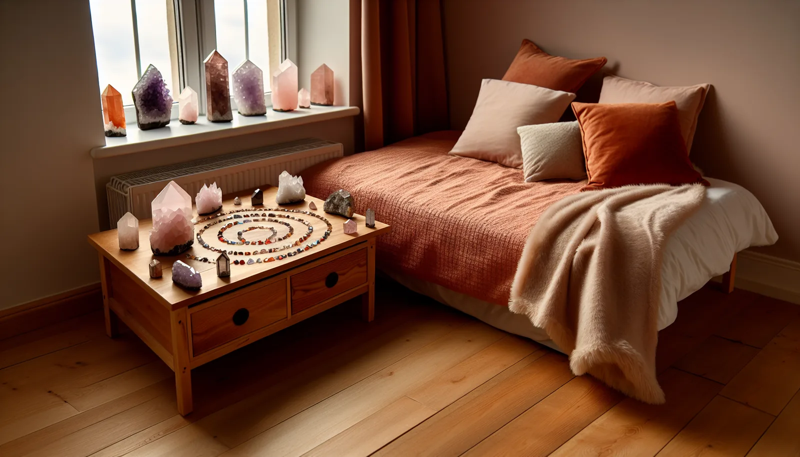 Crystal grid arrangement for serene sleep space