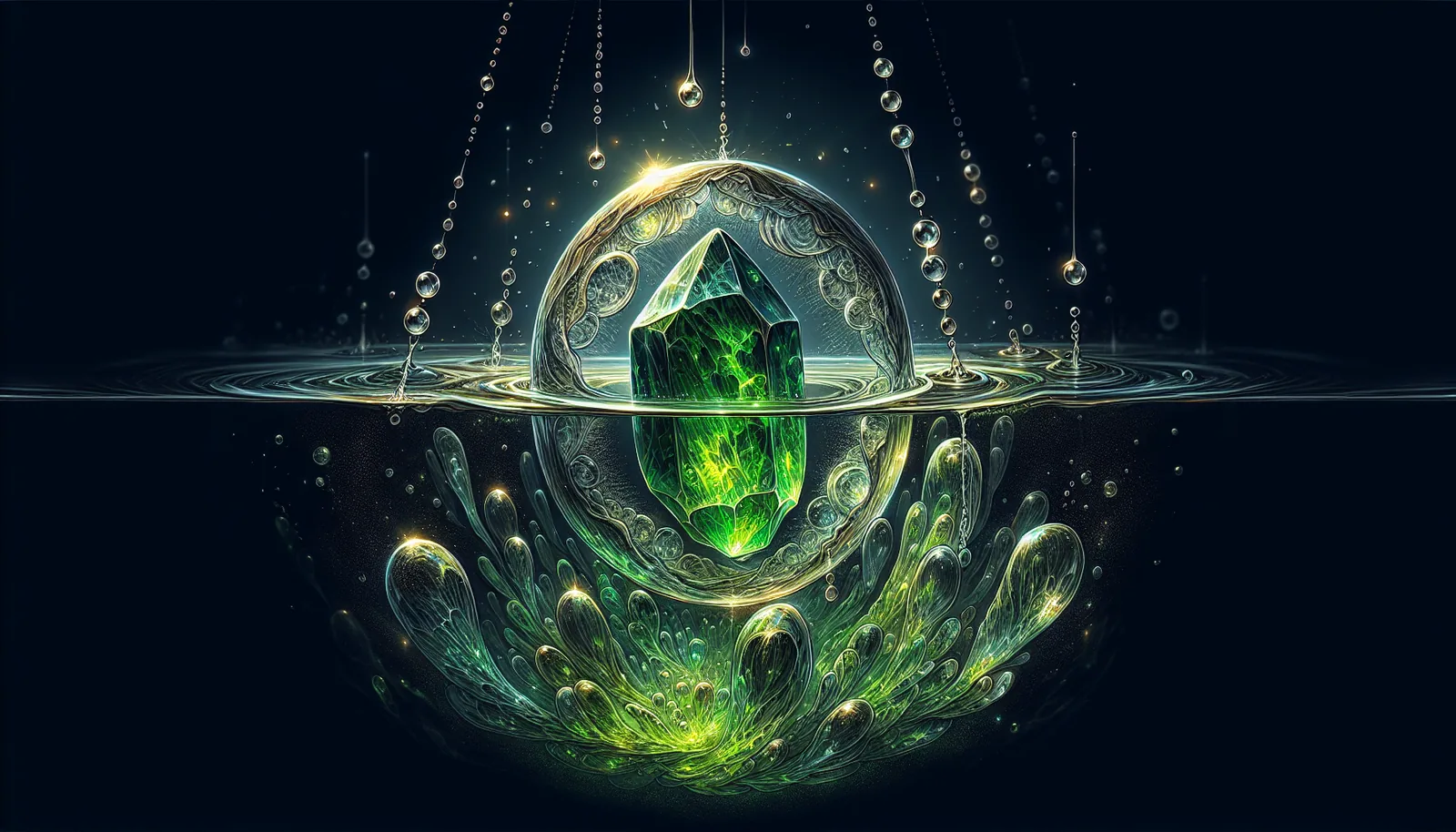 Moldavite pendant in water