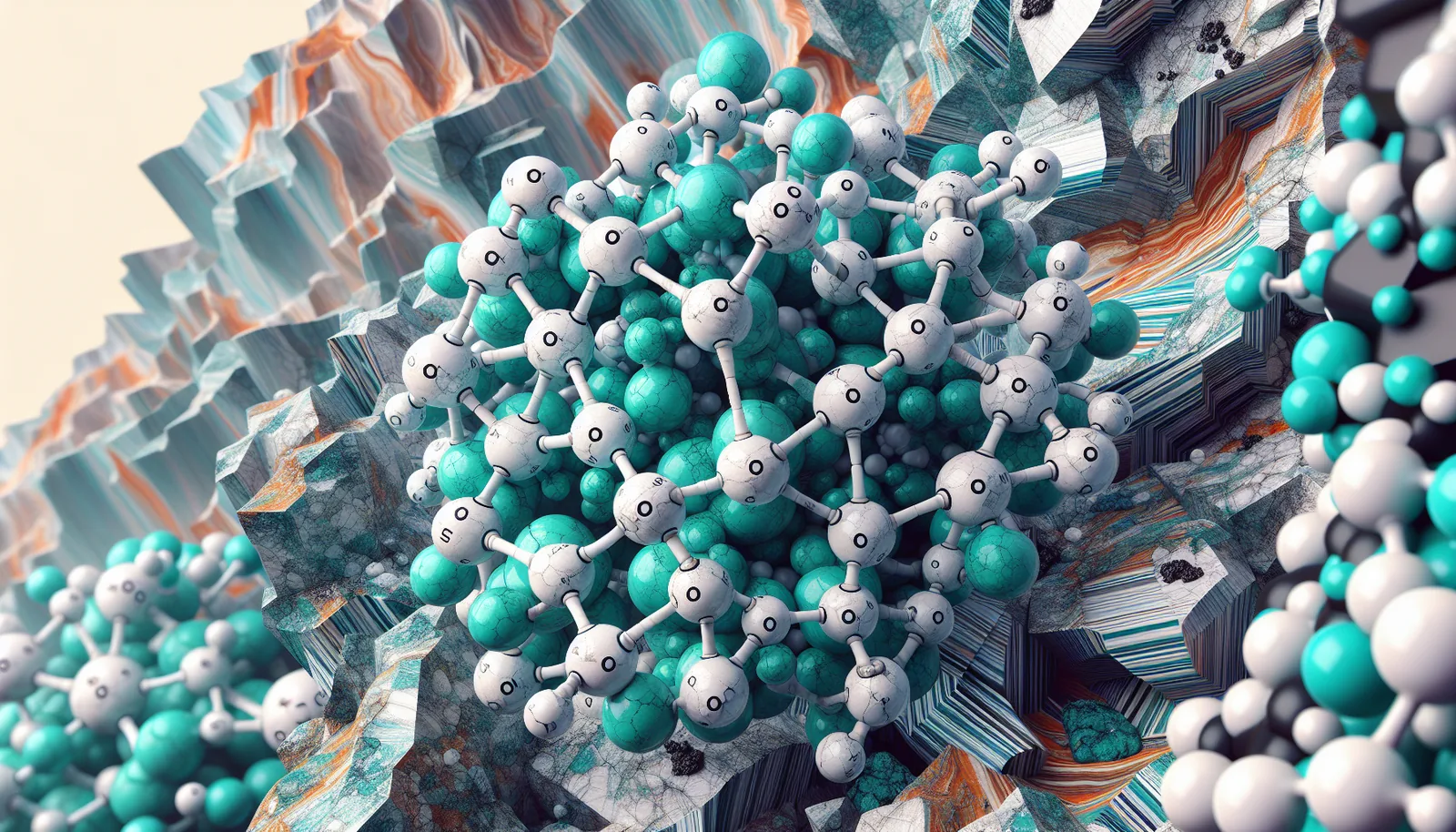 Composition of Amazonite illustrated with labeled chemical structure
