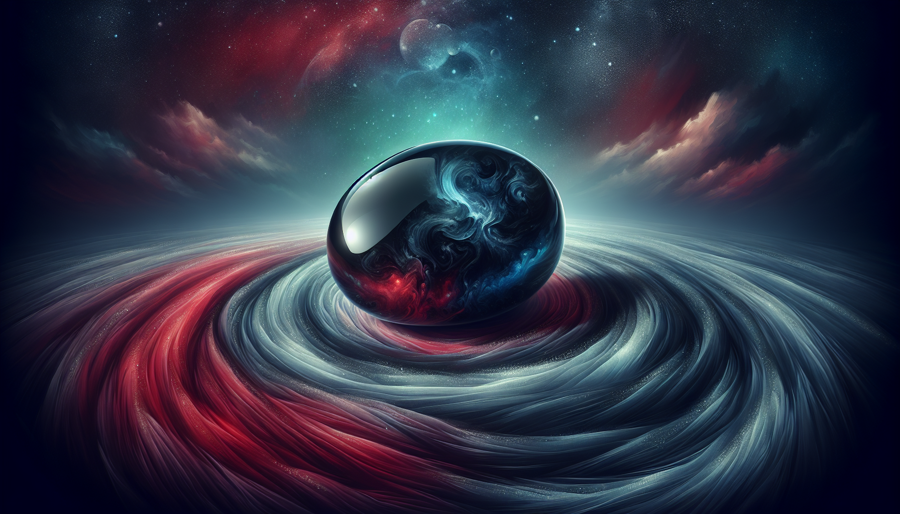 Illustration of negative energy being absorbed by black onyx