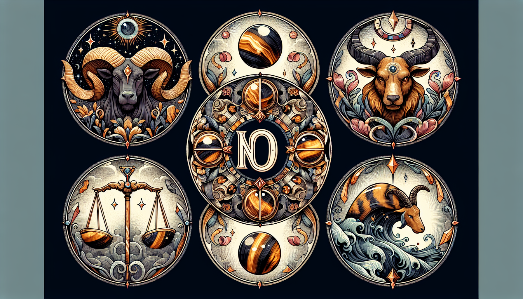 Illustration of zodiac signs Taurus, Libra, Capricorn, and Aquarius with a 'no' symbol over them
