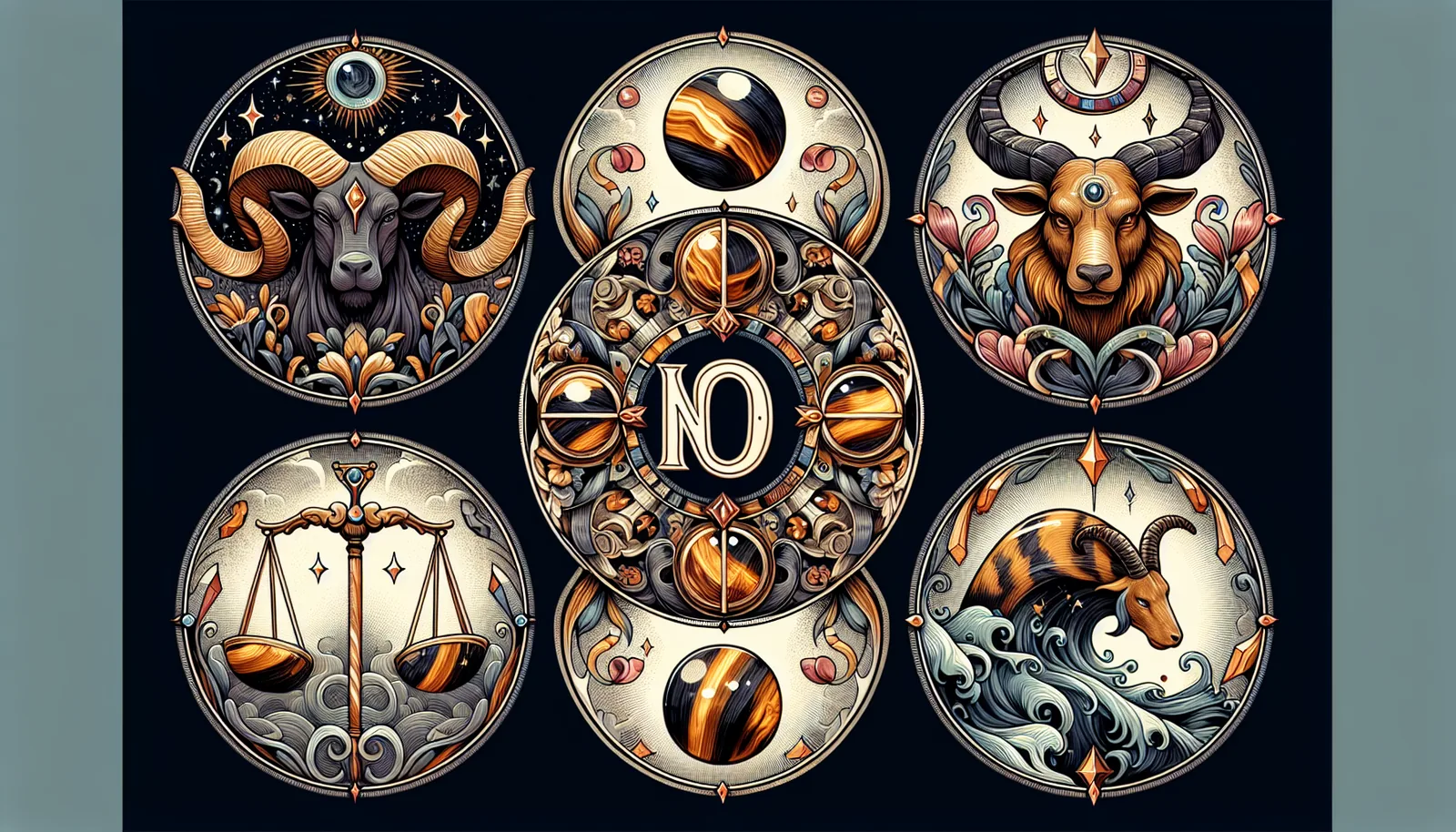 Illustration of zodiac signs Taurus, Libra, Capricorn, and Aquarius with a 'no' symbol over them