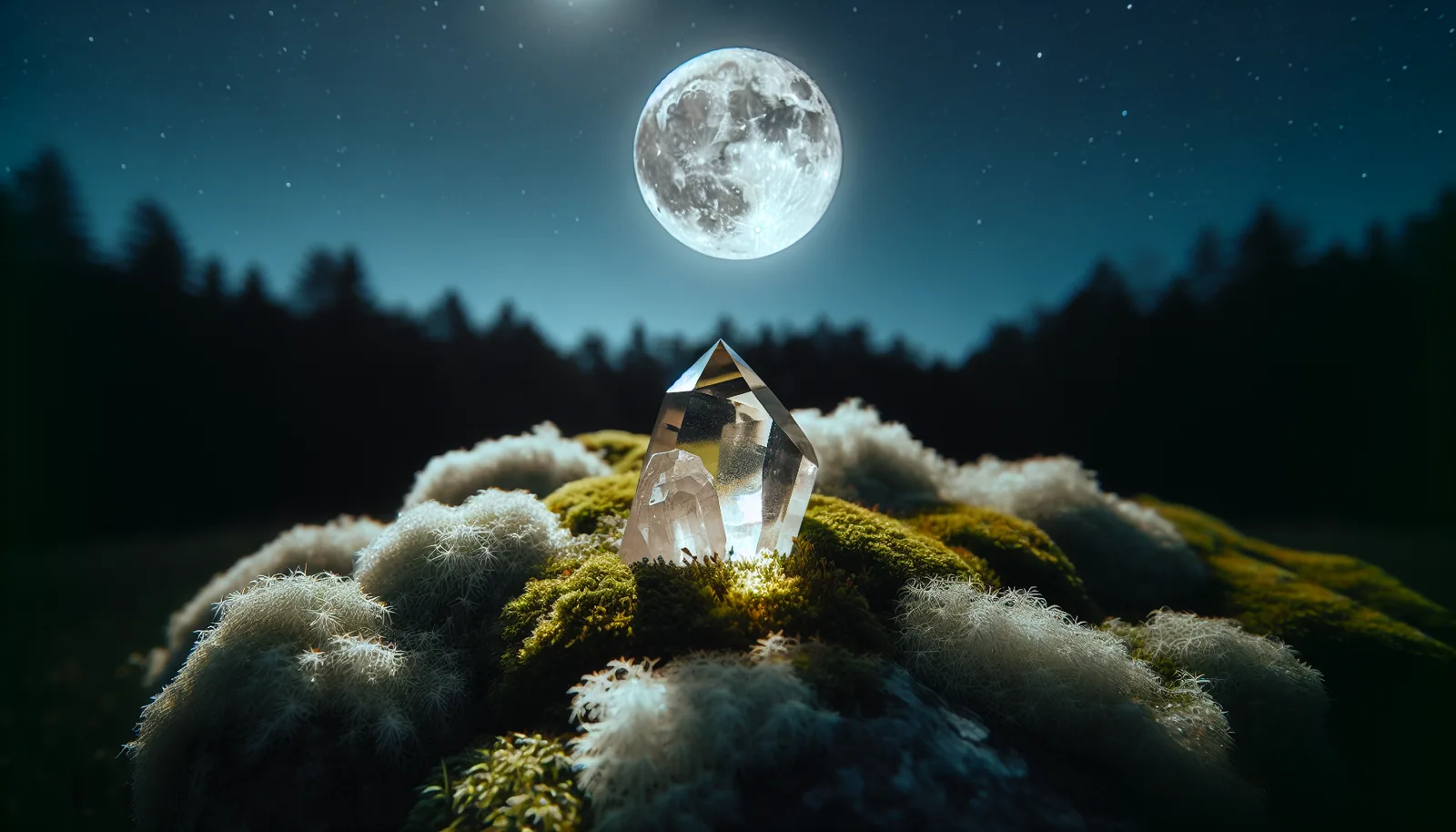 Smoky quartz being cleansed under moonlight