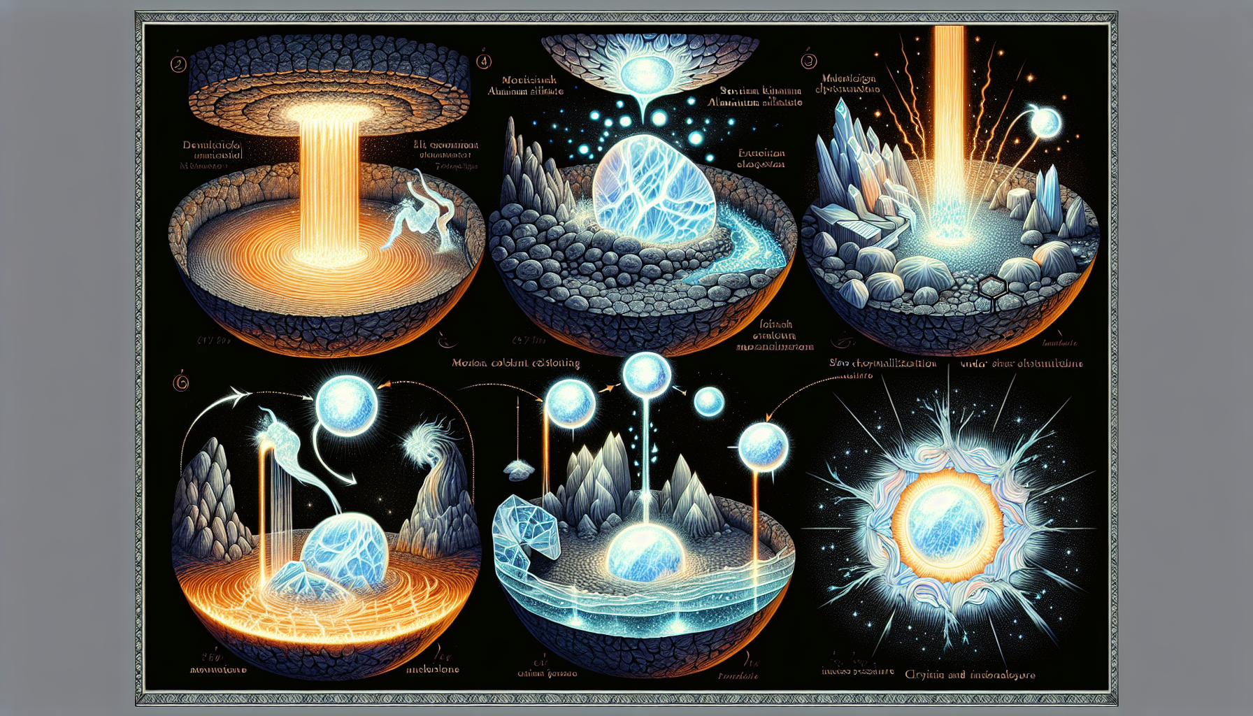 Illustration of moonstone's geological formation process