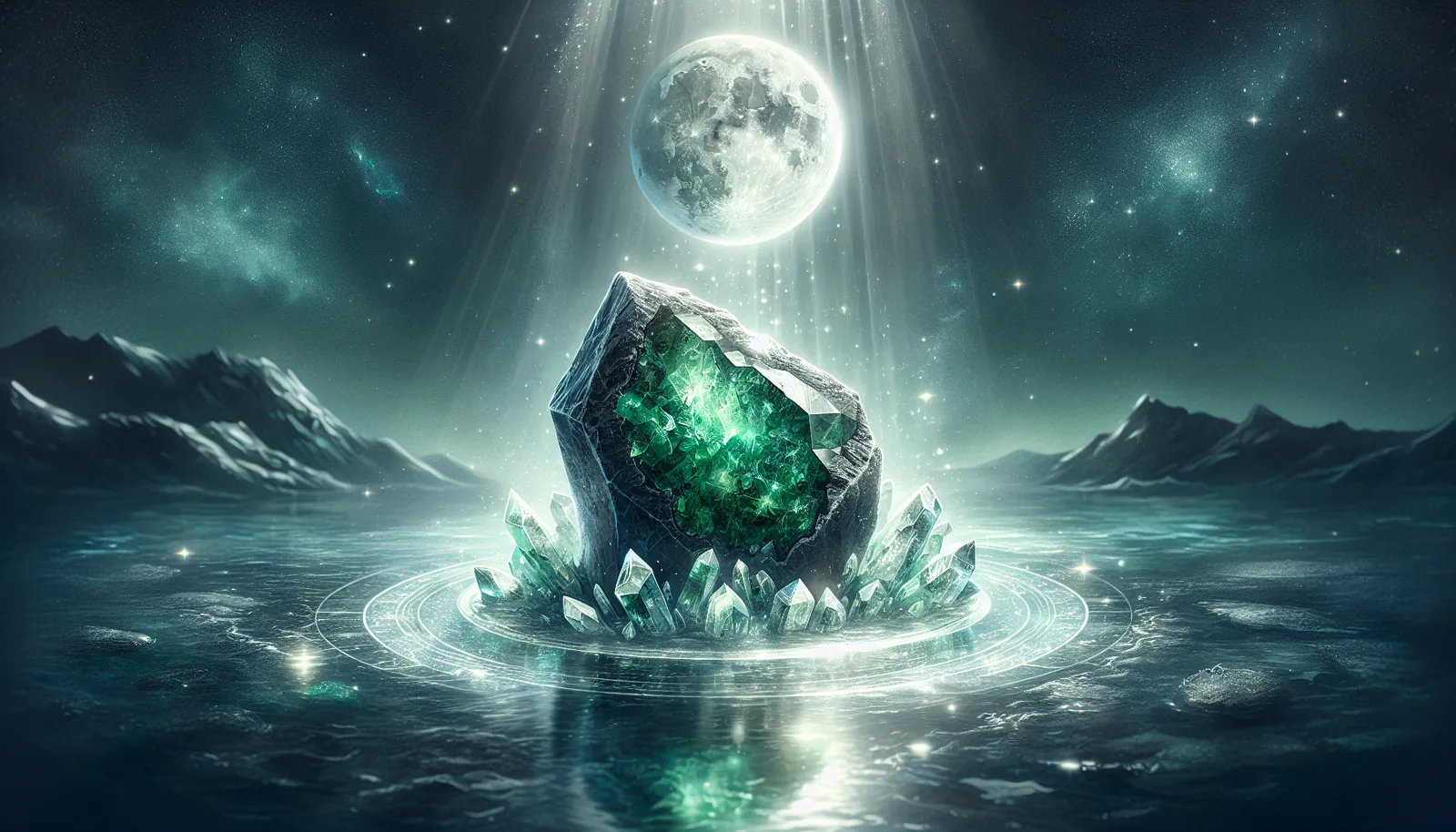 Charging moldavite under the full moon