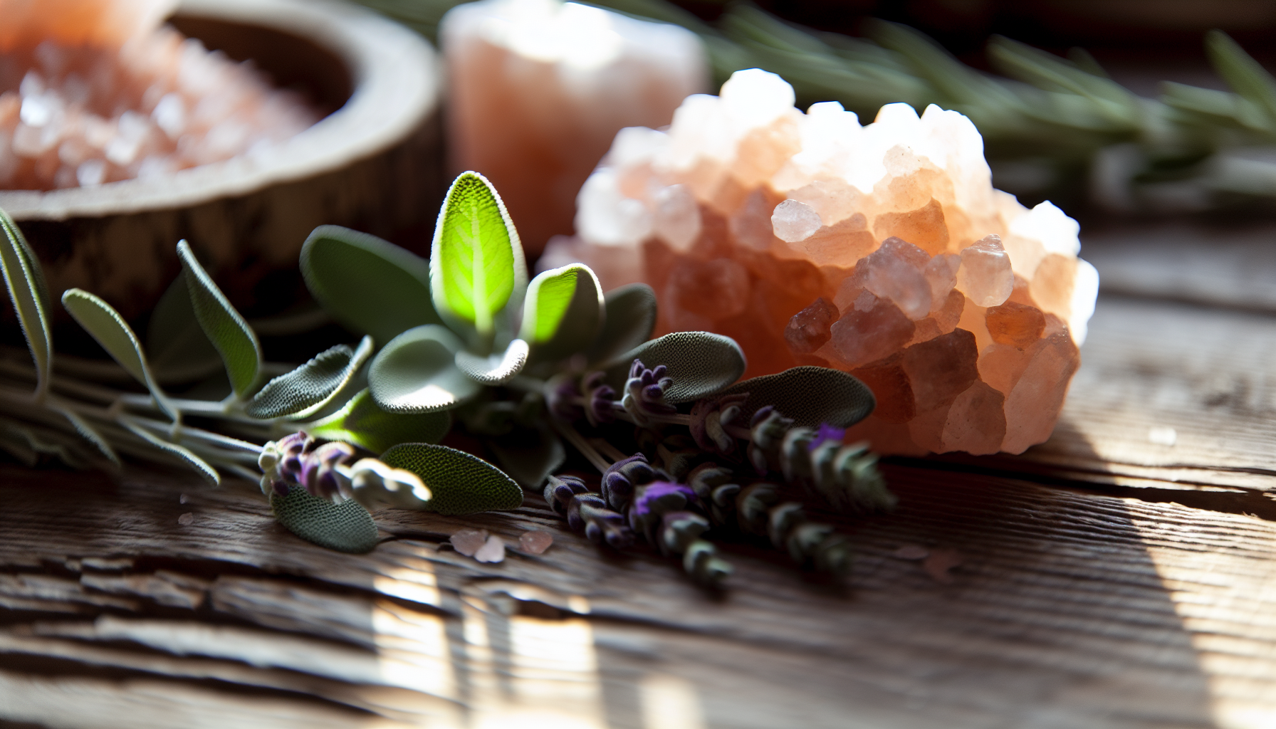 Close-up of Himalayan salt crystals with a soft glow, symbolizing their ability to absorb negative energy