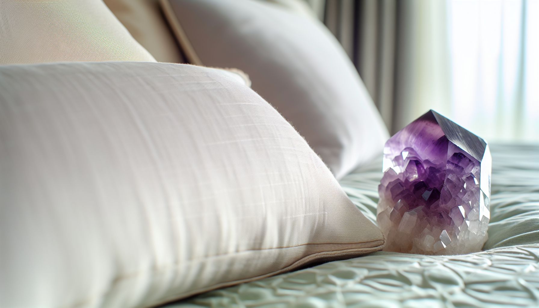 Amethyst crystal under a pillow