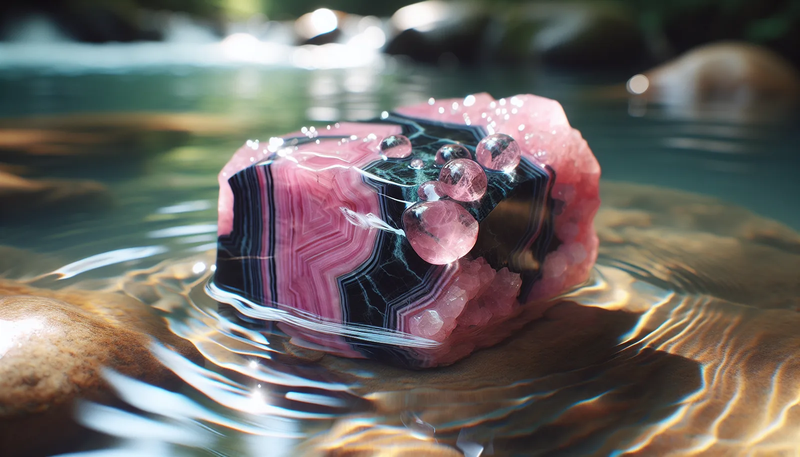 Rhodonite in fresh water