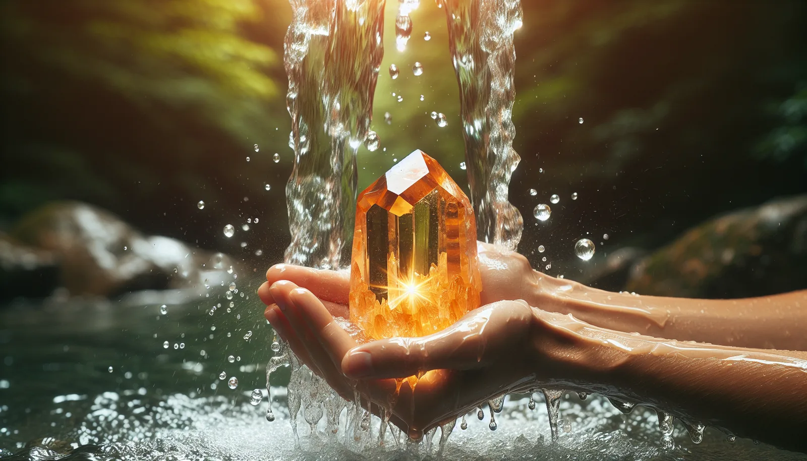 Gentle cleansing of citrine with running water