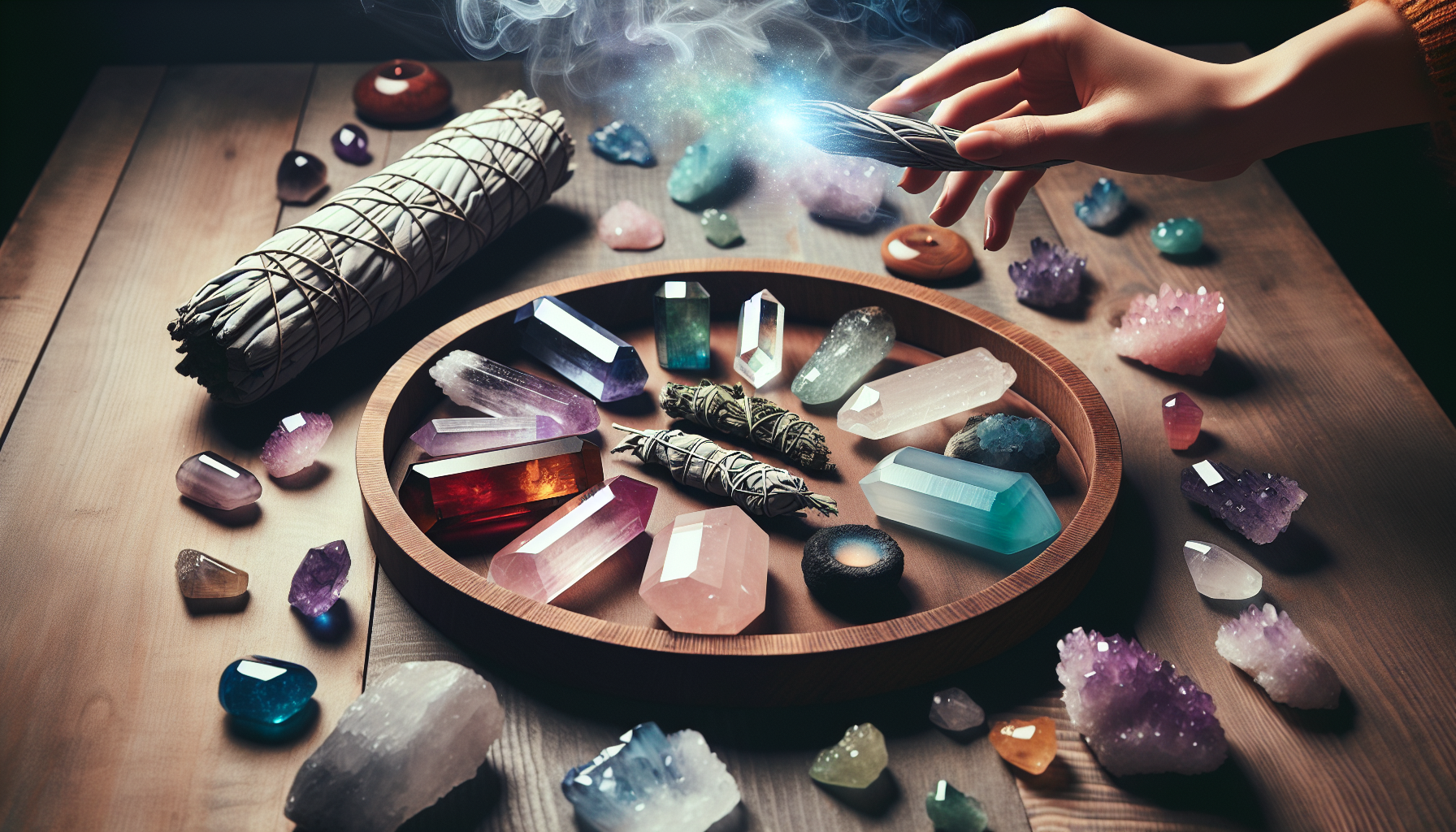 Illustration of alternative crystal cleansing methods