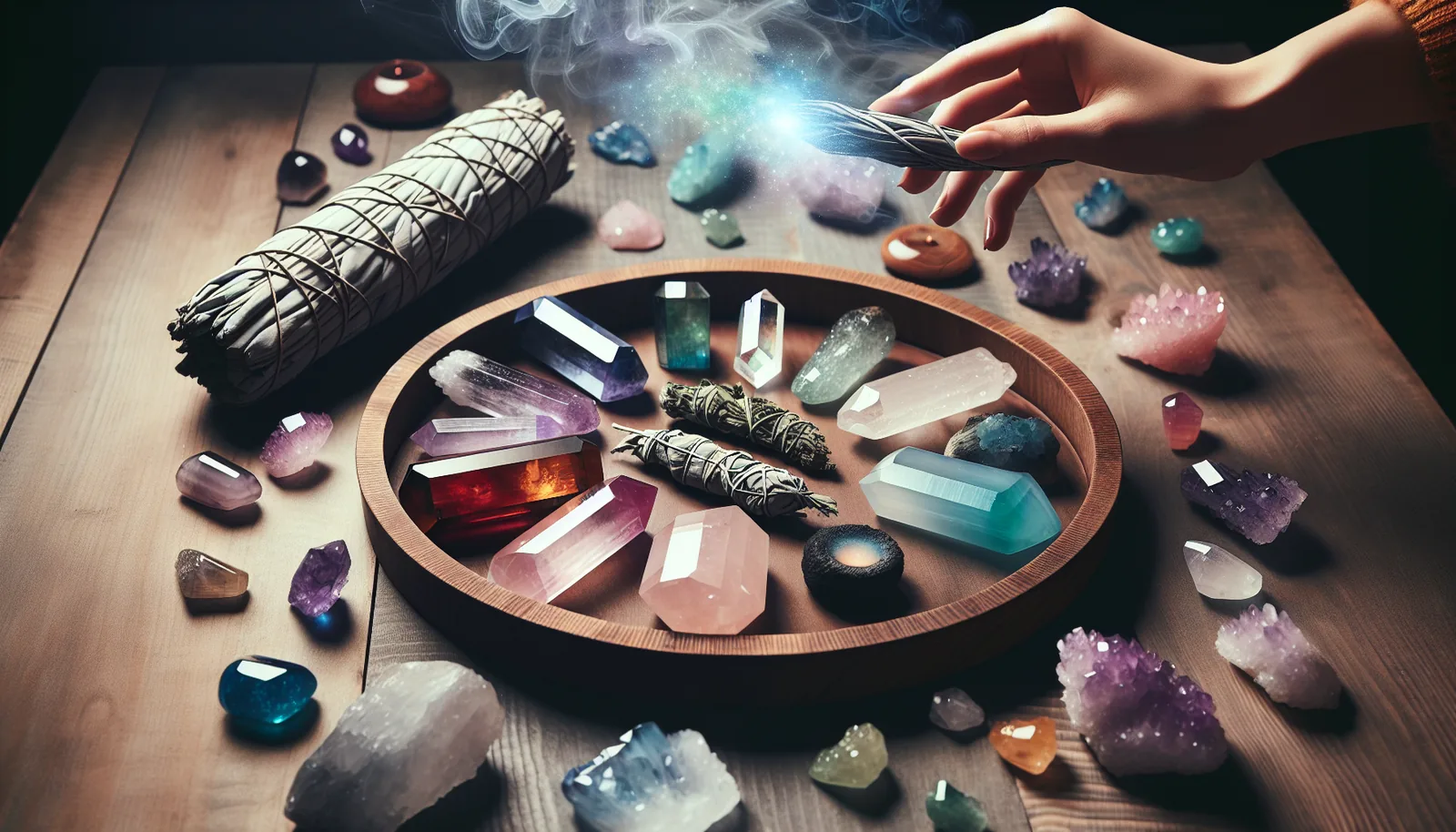 Illustration of alternative crystal cleansing methods
