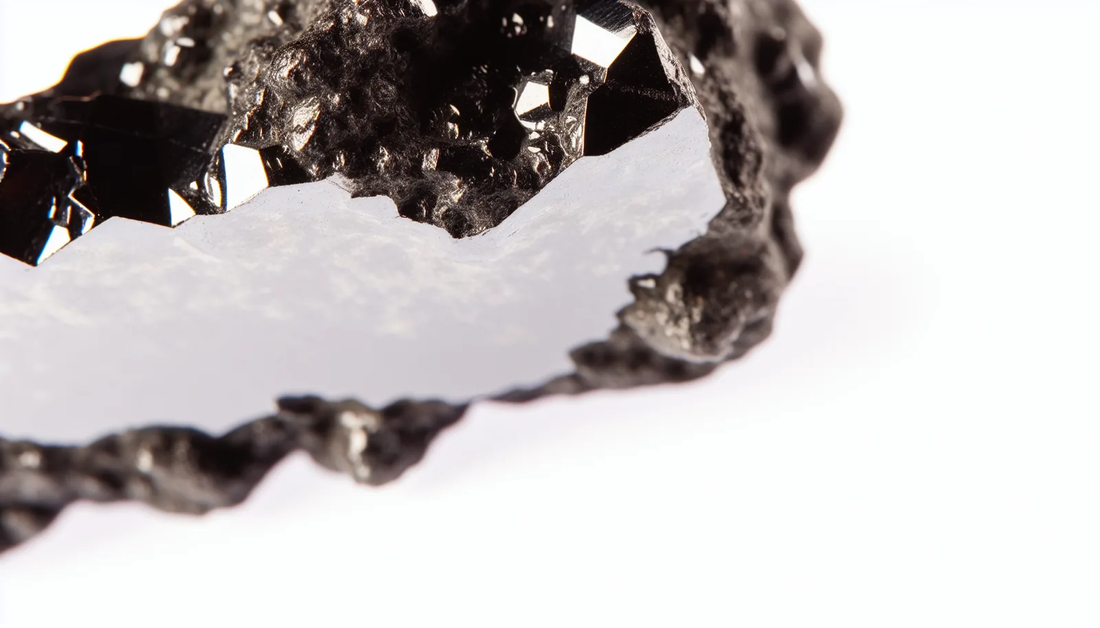 Close-up of genuine hematite showing its luster and color