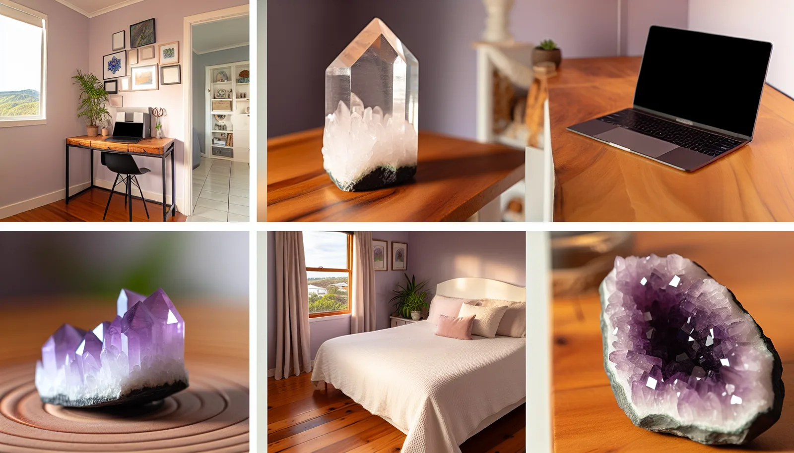 Crystals placed in different rooms of a house