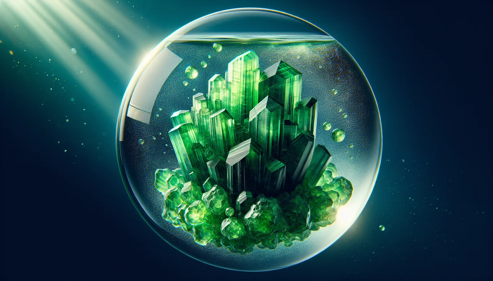 Moldavite crystal immersed in water