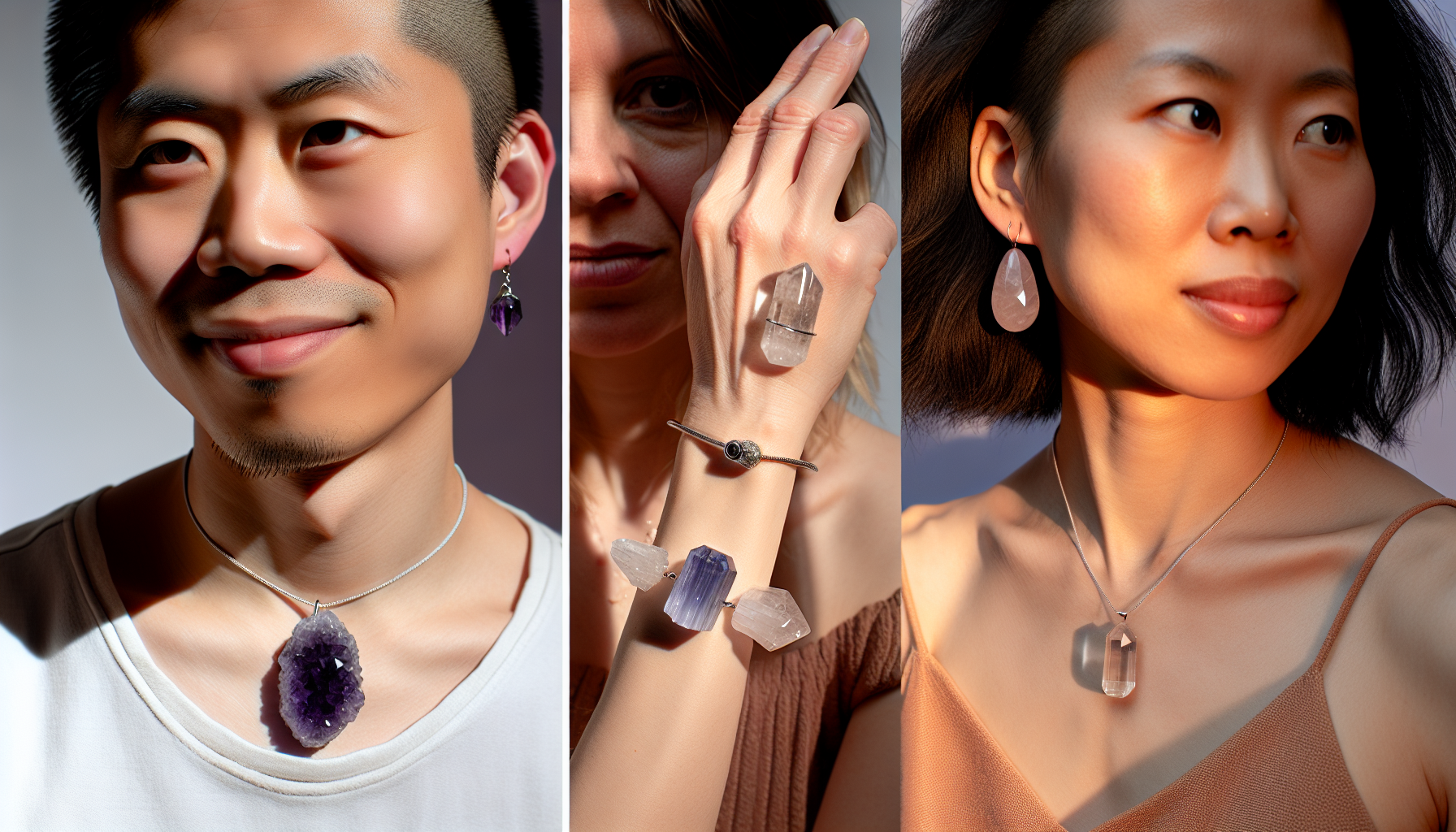 Person wearing crystal jewelry