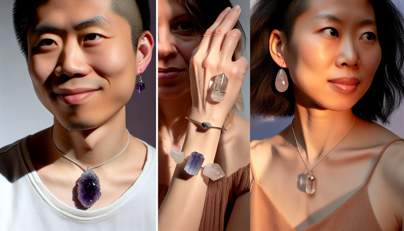 Person wearing crystal jewelry