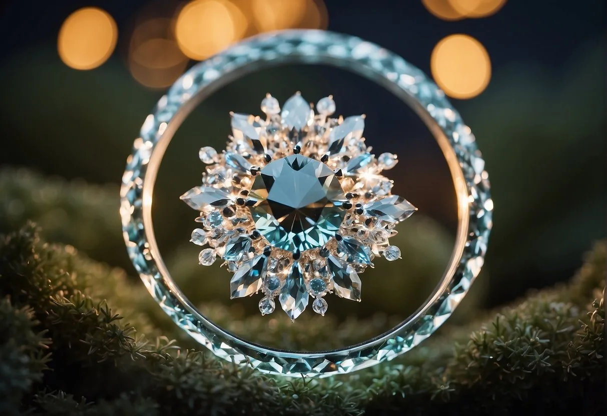 A circle of glowing crystals, arranged in a pattern for protection, emitting a soft, calming light